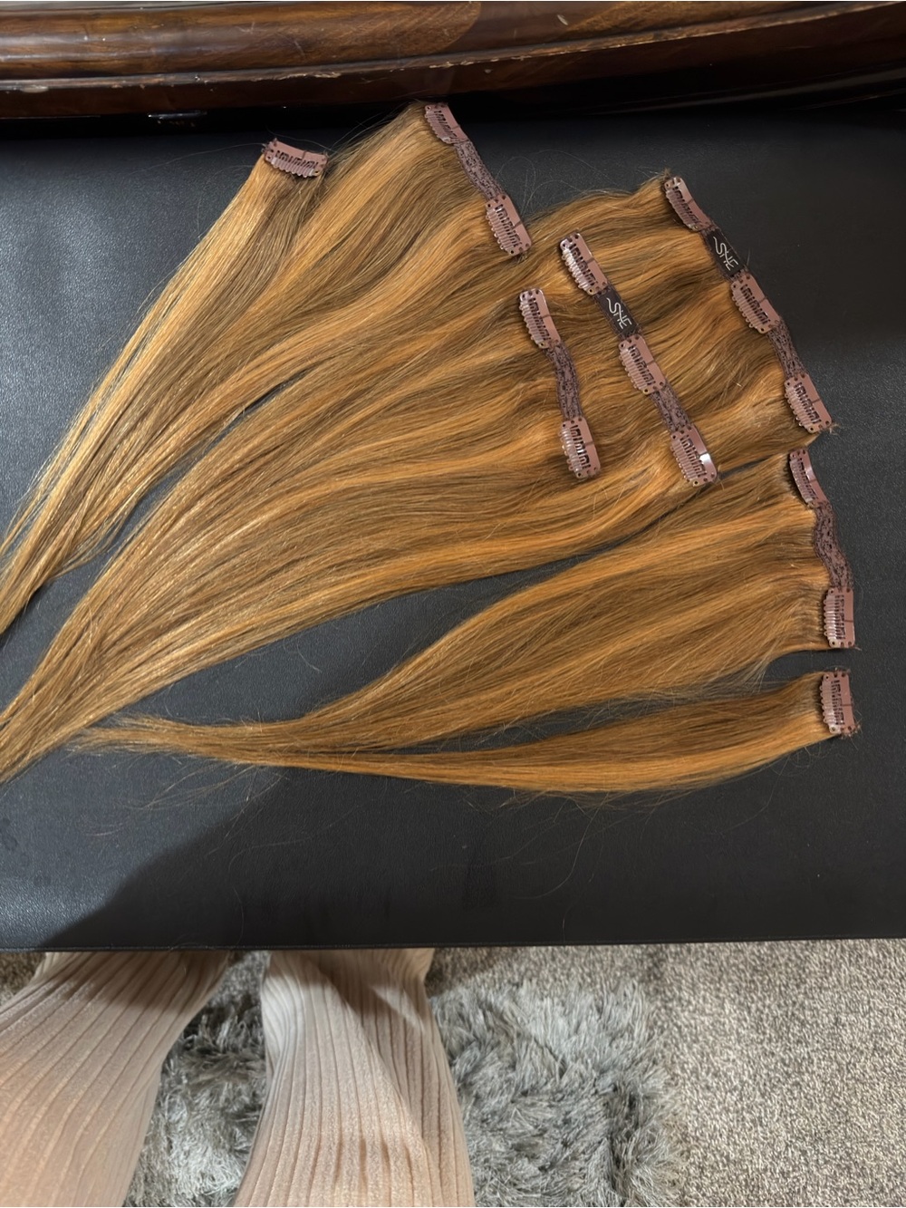 SHE Human Hair Clip-In Extensions 7 Pieces 16” Medium Honey / Golden Blonde